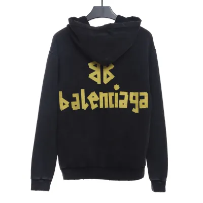  Balenciage distressed damaged double B tape letter Hoodie 02