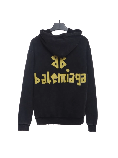 Balenciaga distressed damaged double B tape letter Hoodie 02