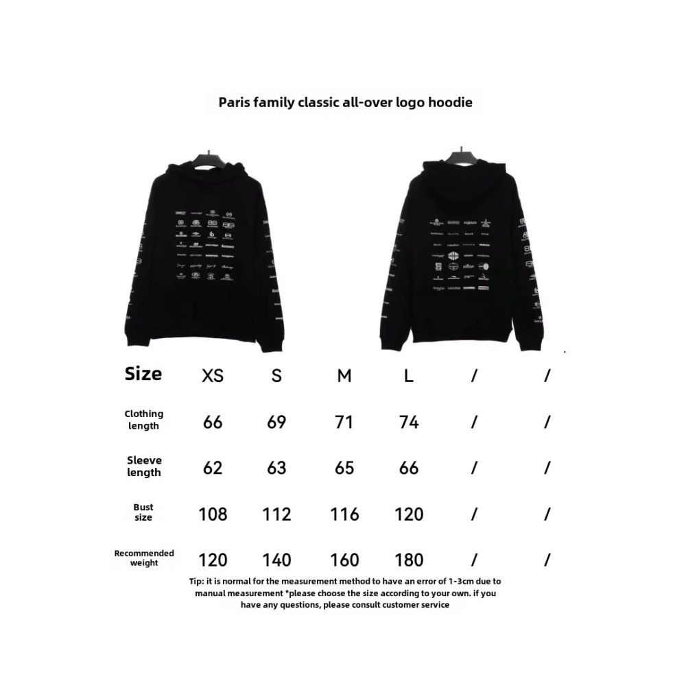  Balenciage classic full print logo Hoodie 1