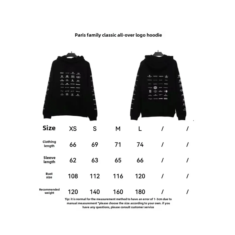 Balenciage classic full print logo Hoodie 1