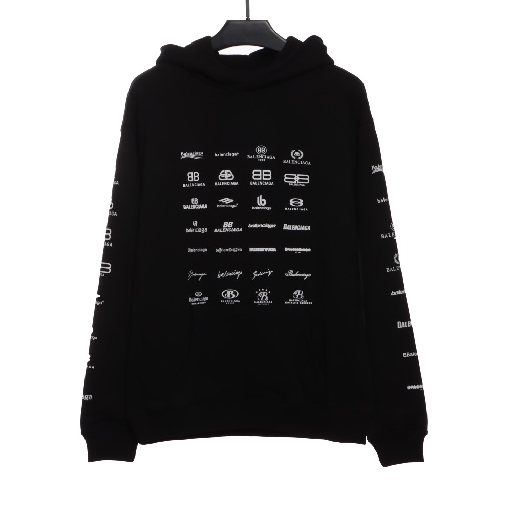  Balenciage classic full print logo Hoodie 1