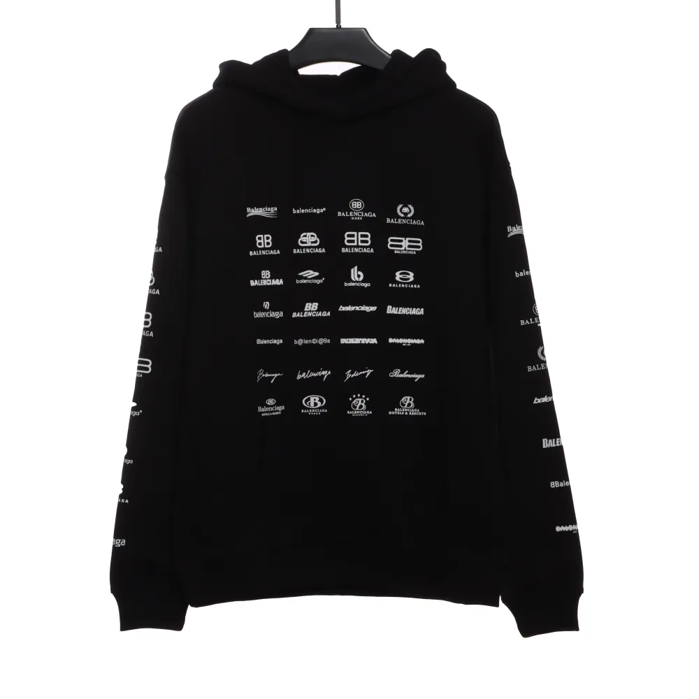  Balenciage classic full print logo Hoodie 1