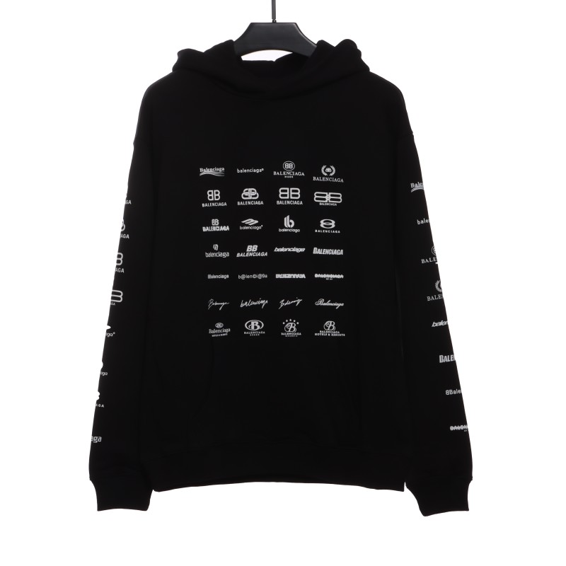  Balenciage classic full print logo Hoodie 1