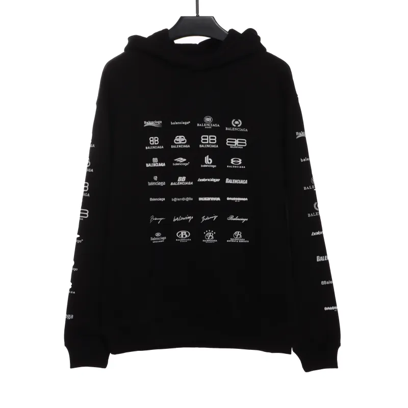  Balenciage classic full print logo Hoodie 1