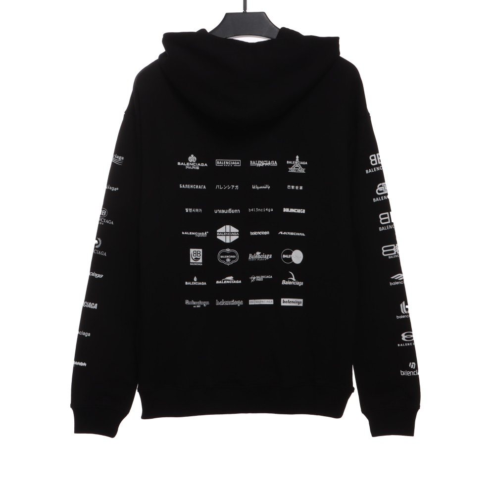  Balenciage classic full print logo Hoodie 1