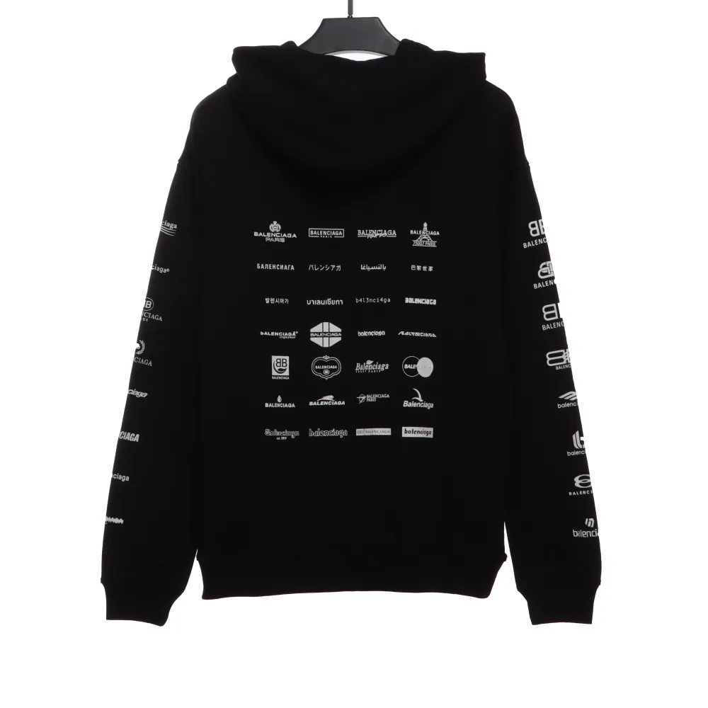  Balenciage classic full print logo Hoodie 1