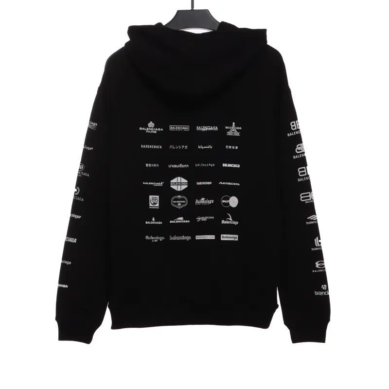  Balenciage classic full print logo Hoodie 1