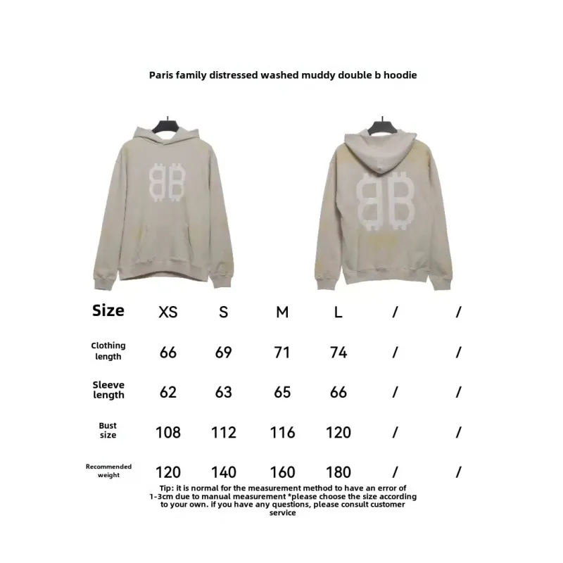  Balenciage distressed washed mud dyed double B Hoodie 1