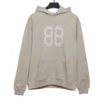  Balenciage distressed washed mud dyed double B Hoodie 1