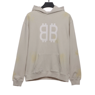 Balenciaga distressed washed mud dyed double B Hoodie 1 01