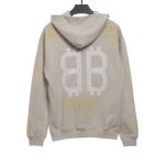  Balenciage distressed washed mud dyed double B Hoodie 1