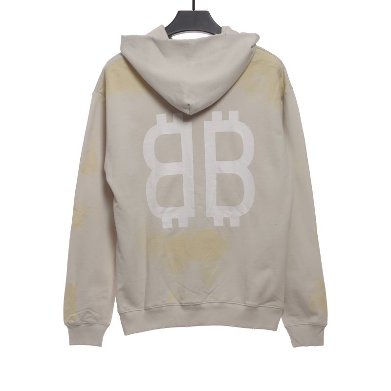  Balenciage distressed washed mud dyed double B Hoodie 1