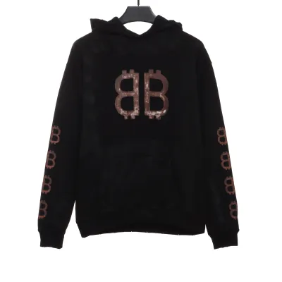  Balenciage distressed washed mud dyed double B Hoodie 2 01
