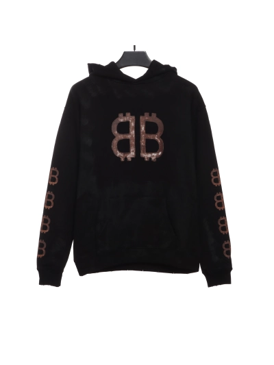 Balenciaga distressed washed mud dyed double B Hoodie 2 01