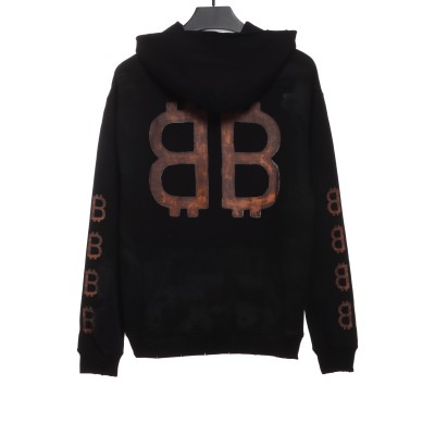  Balenciage distressed washed mud dyed double B Hoodie 2 02