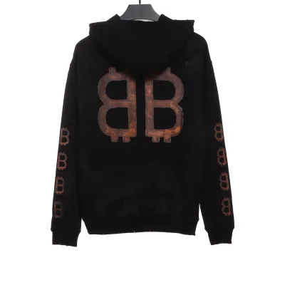  Balenciage distressed washed mud dyed double B Hoodie 2 02