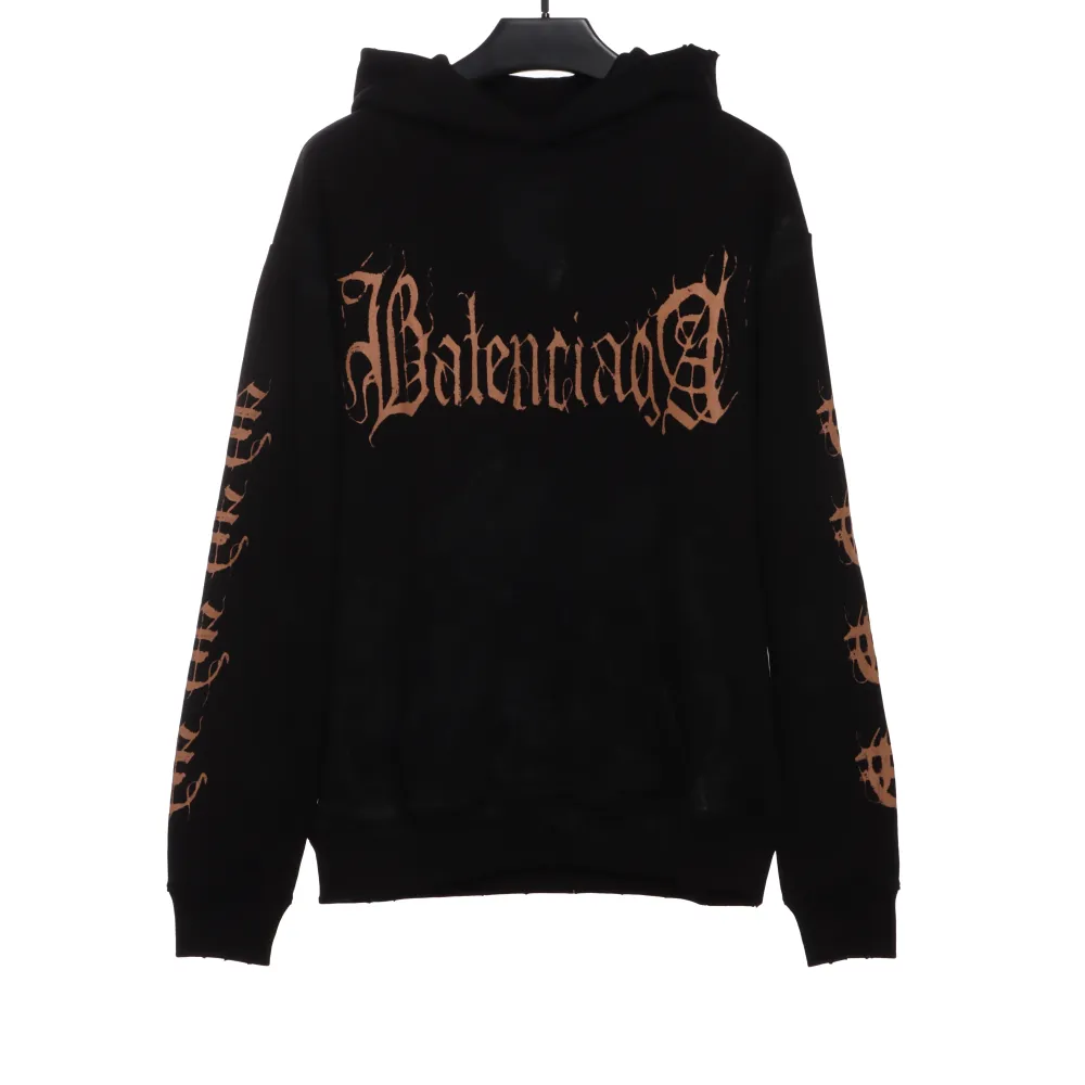  Balenciage distressed washed Sanskrit Hoodie