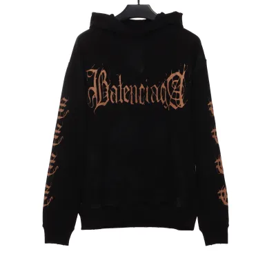  Balenciage distressed washed Sanskrit Hoodie 01