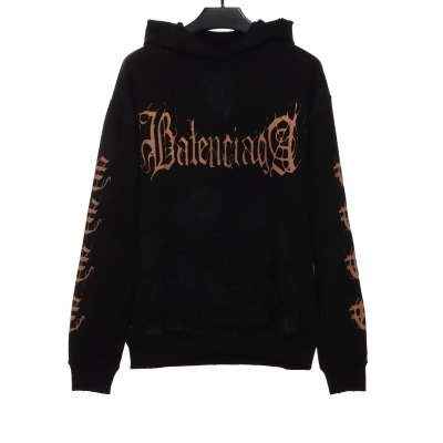 Balenciaga distressed washed Sanskrit Hoodie 01