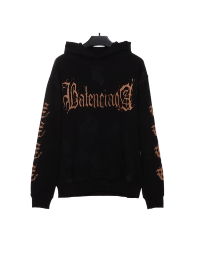 Balenciaga distressed washed Sanskrit Hoodie 01