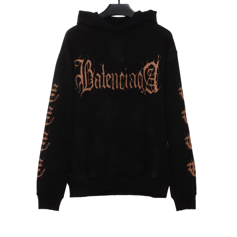  Balenciage distressed washed Sanskrit Hoodie
