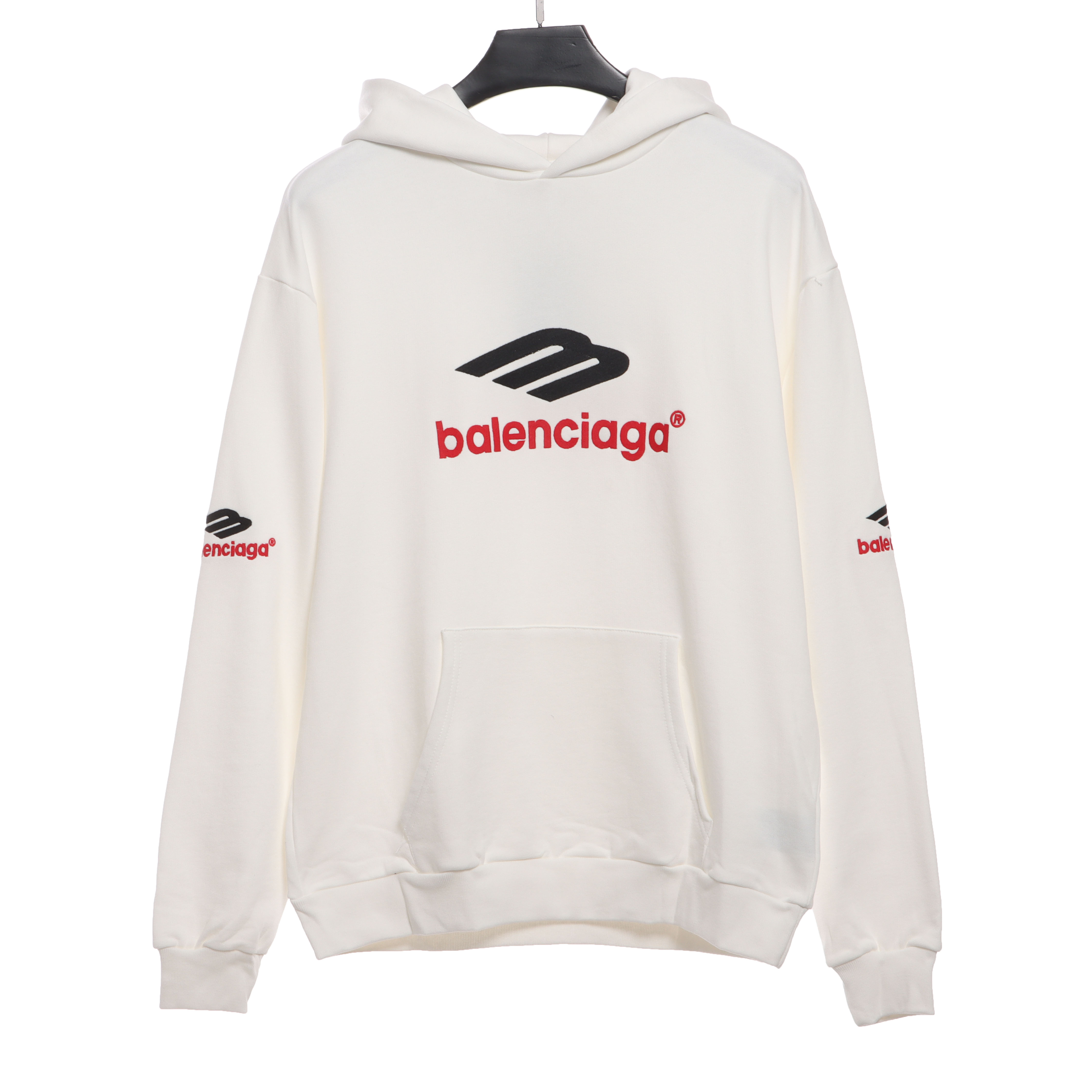Balenciaga front and back red double M Hoodie 1