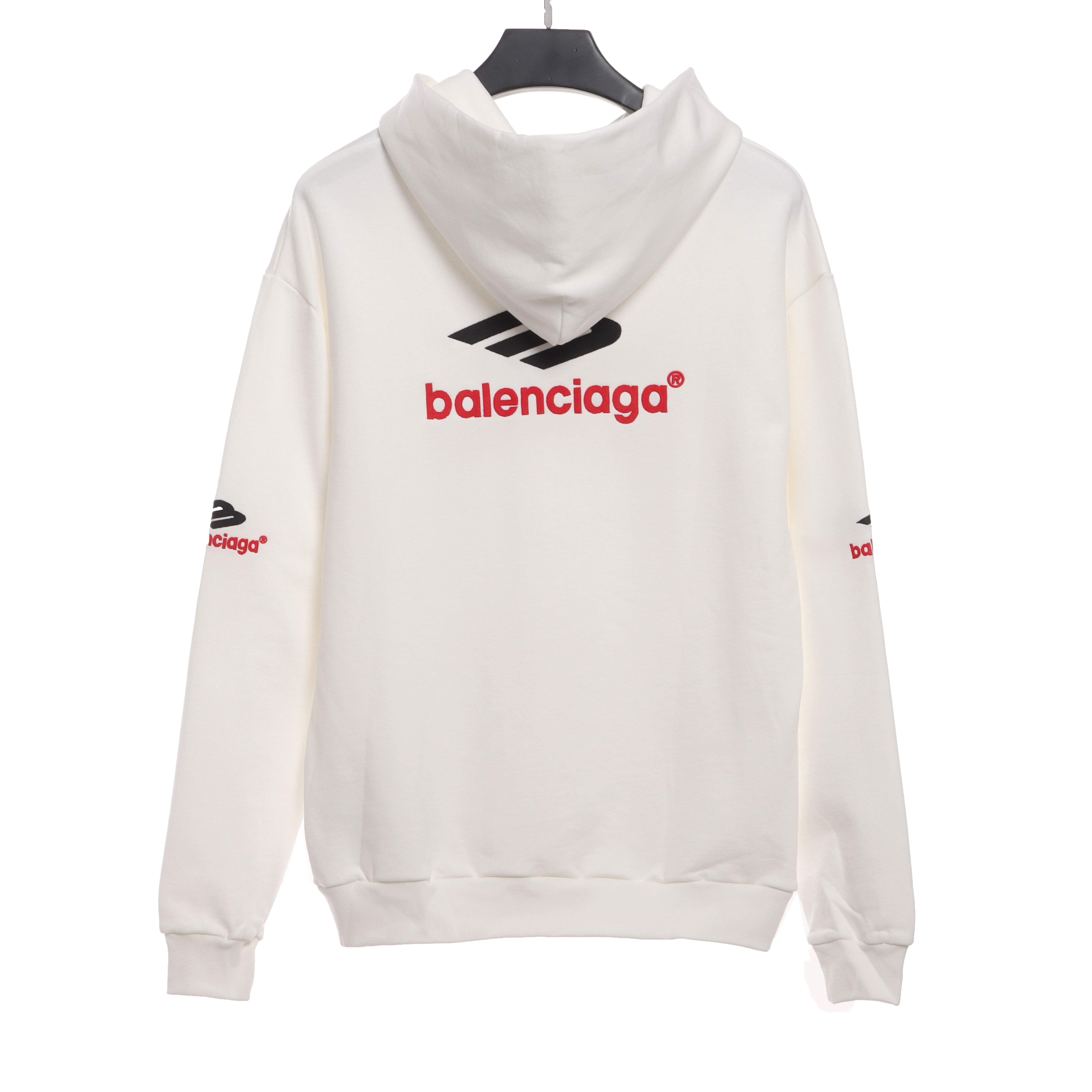 Balenciaga front and back red double M Hoodie 1