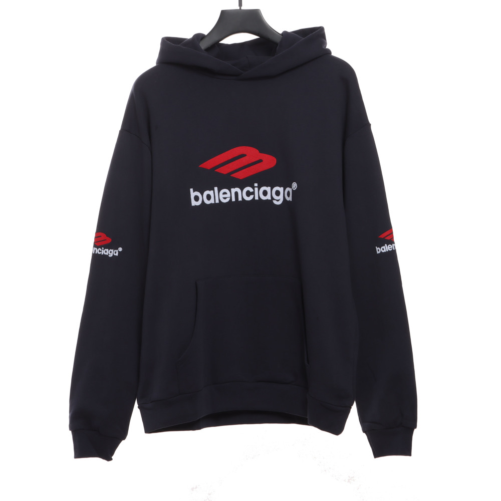  Balenciage front and back red double M Hoodie 2