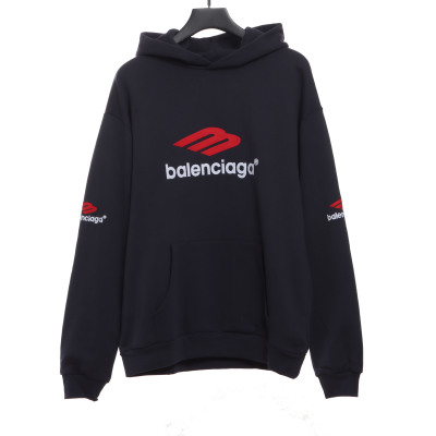  Balenciage front and back red double M Hoodie 2 01