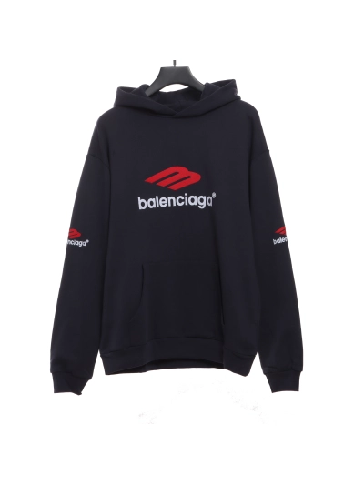 Balenciaga front and back red double M Hoodie 2 01