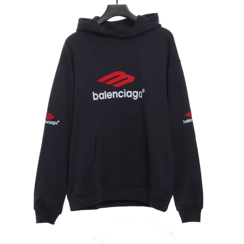  Balenciage front and back red double M Hoodie 2