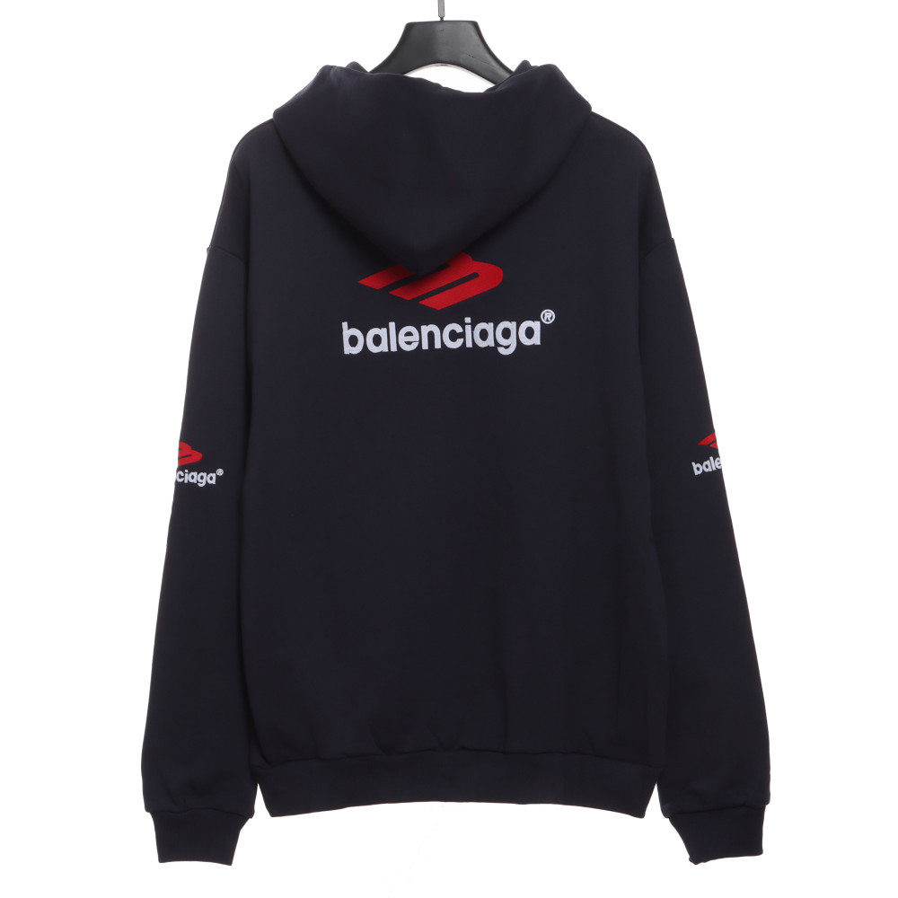  Balenciage front and back red double M Hoodie 2