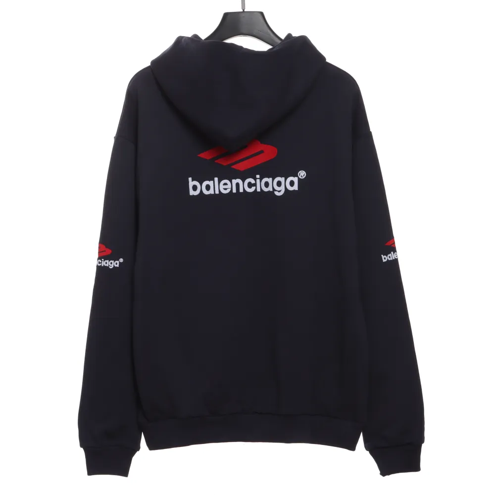  Balenciage front and back red double M Hoodie 2