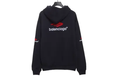 Balenciaga front and back red double M Hoodie 2 02
