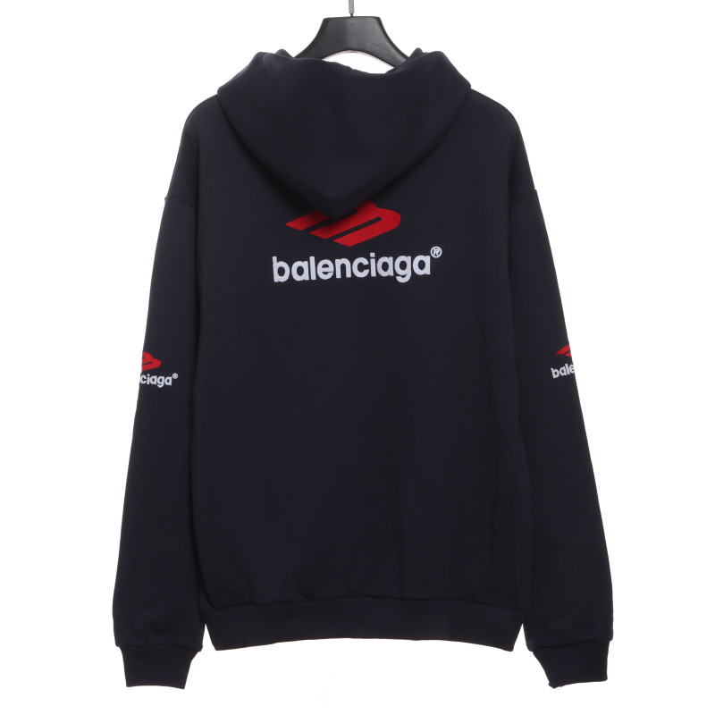  Balenciage front and back red double M Hoodie 2