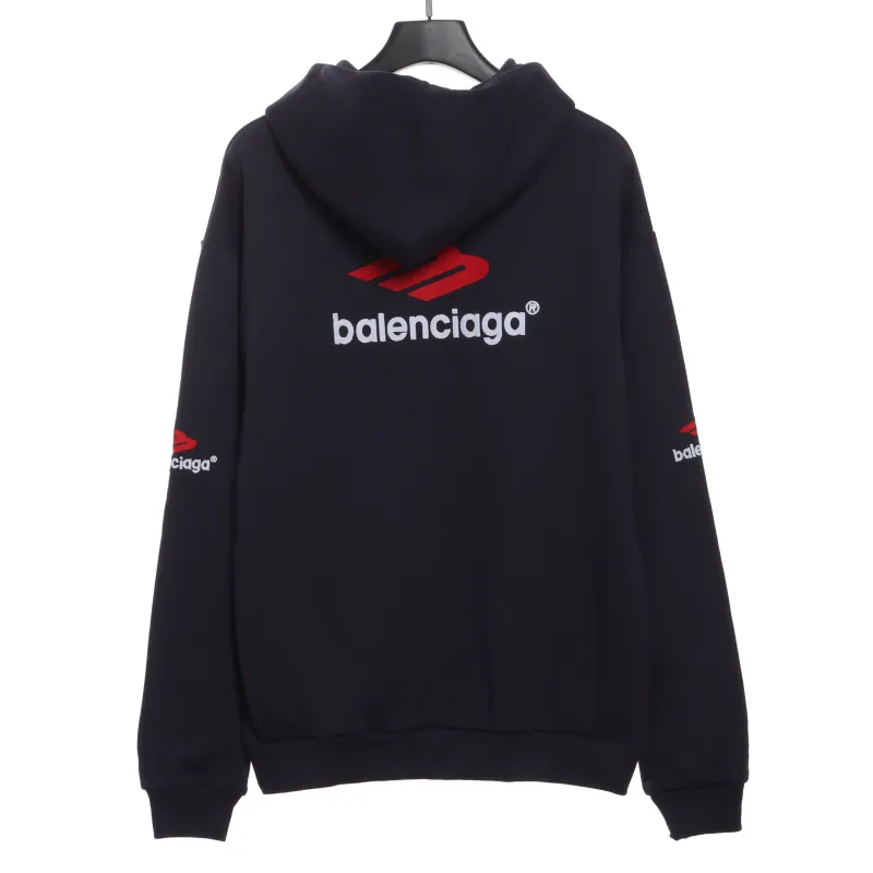  Balenciage front and back red double M Hoodie 2