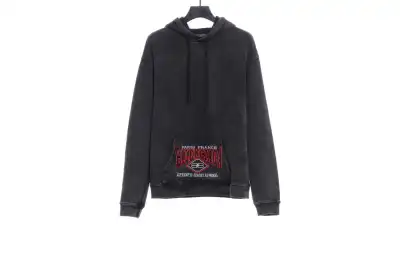 Balenciaga heavy wash pocket embroidered Hoodie 01
