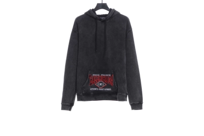 Balenciaga heavy wash pocket embroidered Hoodie 01