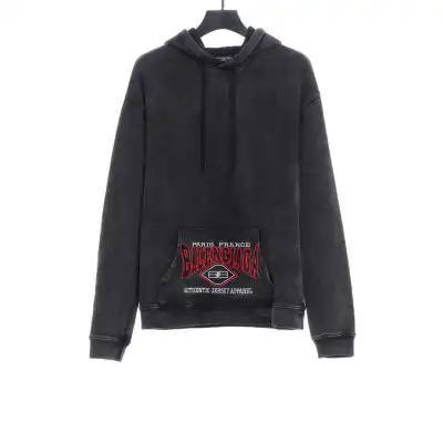  Balenciage heavy wash pocket embroidered Hoodie 01