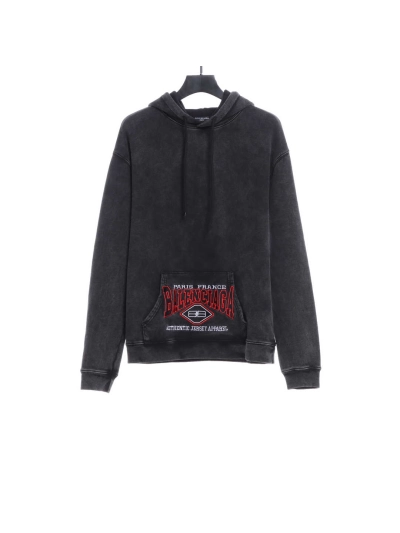 Balenciaga heavy wash pocket embroidered Hoodie 01