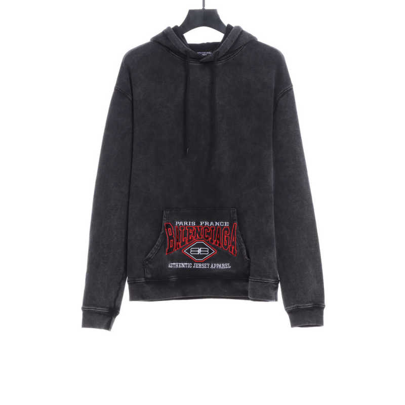 Balenciaga heavy wash pocket embroidered Hoodie
