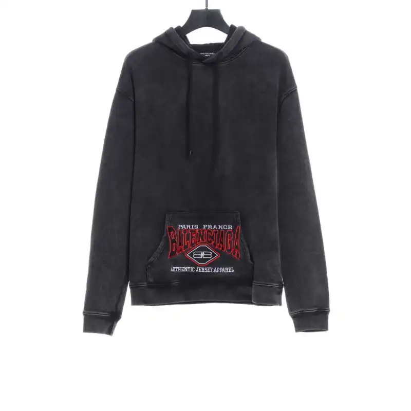  Balenciage heavy wash pocket embroidered Hoodie