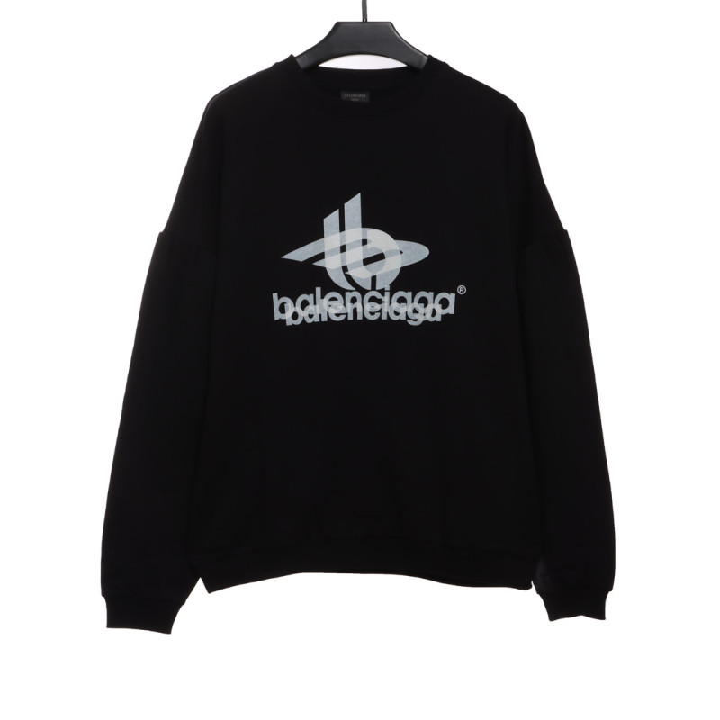  Balenciage overlapping letter logo round neck Hoodie