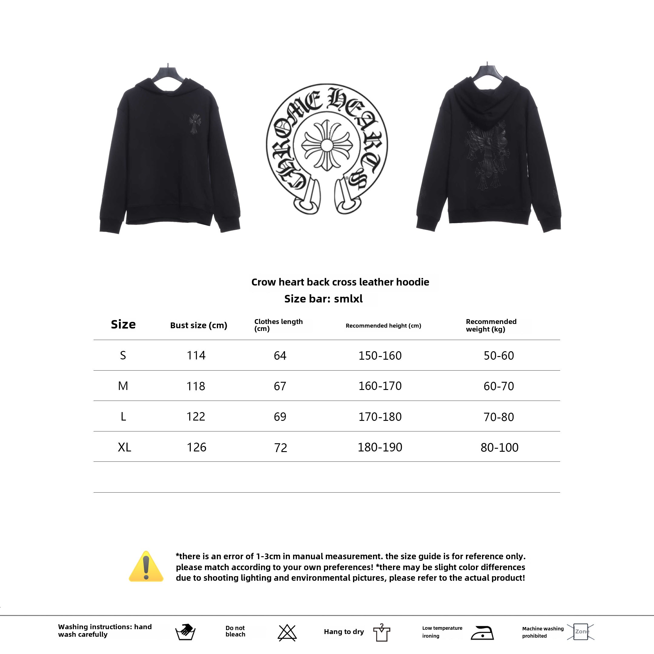 Chrome Hearts back cross patch Hoodie black