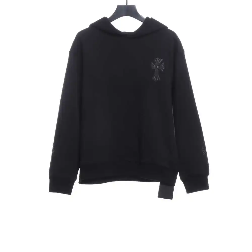  Chrome Hearts back cross patch Hoodie black