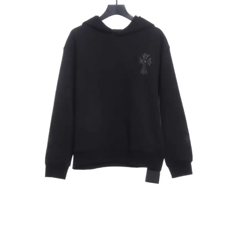  Chrome Hearts back cross patch Hoodie black