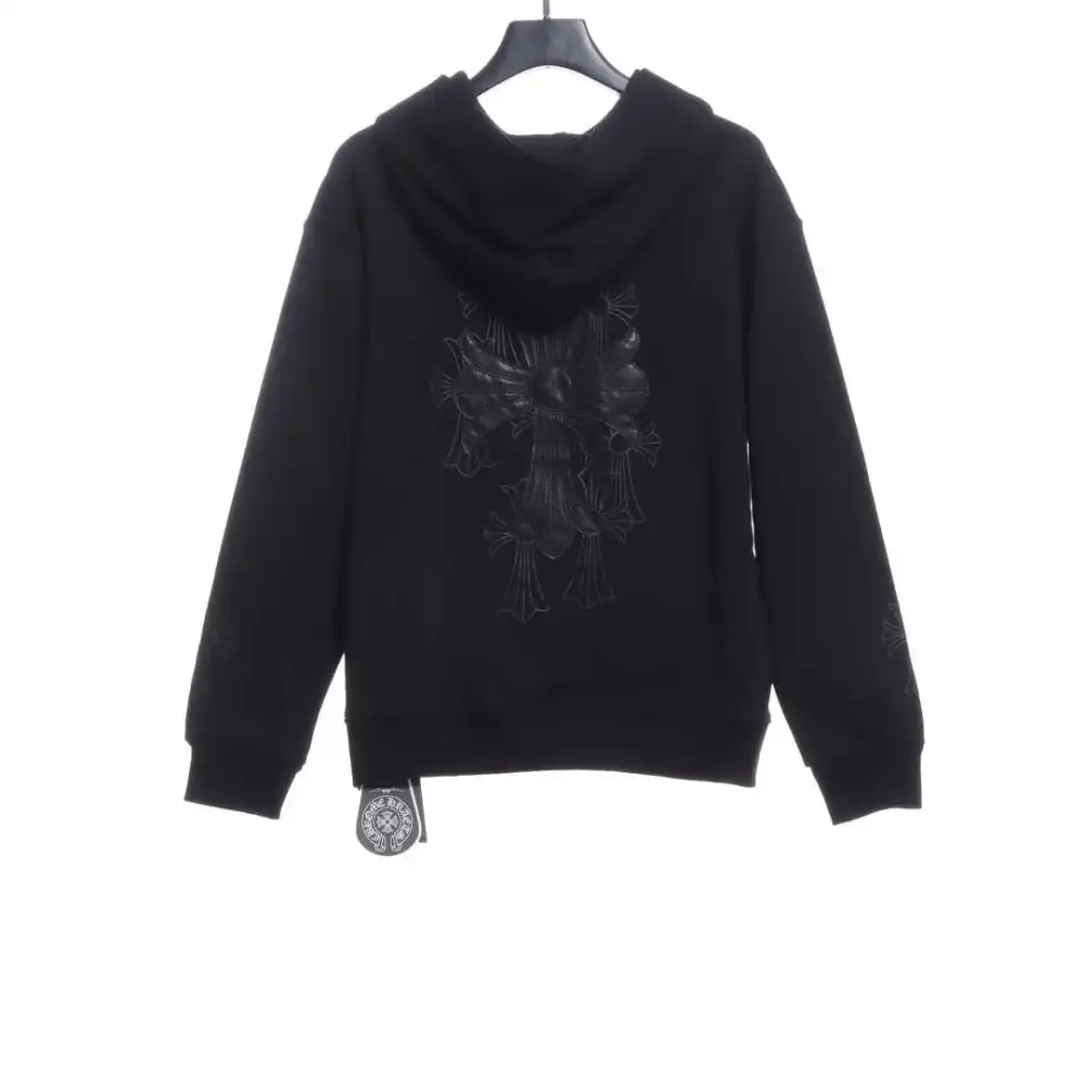 Chrome Hearts back cross patch Hoodie black