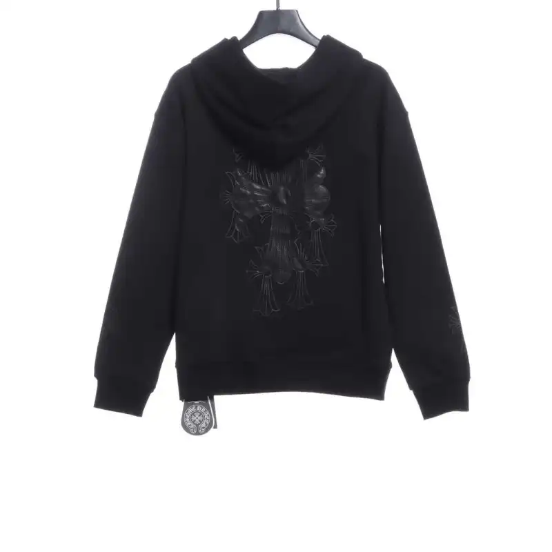  Chrome Hearts back cross patch Hoodie black