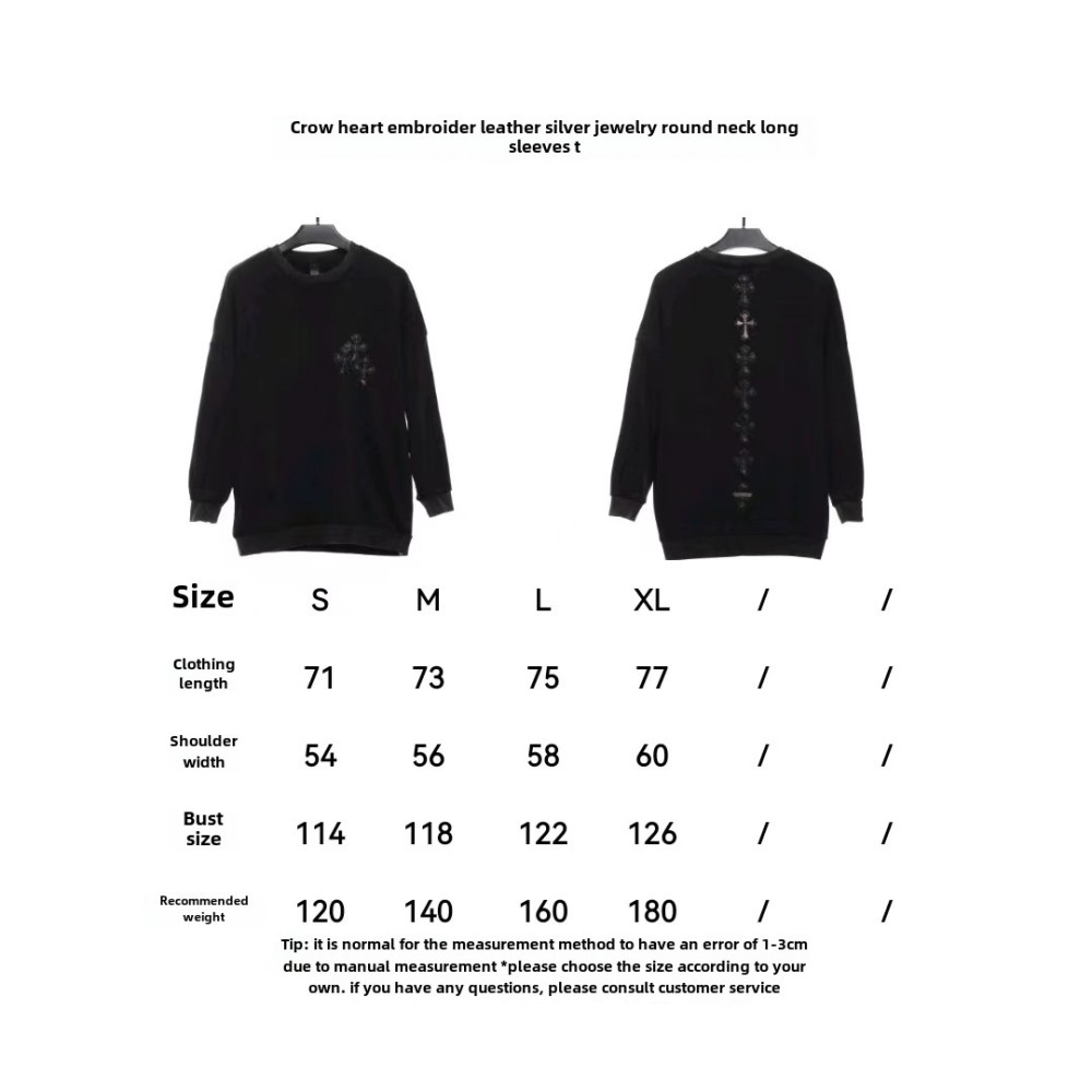 Chrome Hearts embroidered leather silver round neck Hoodie