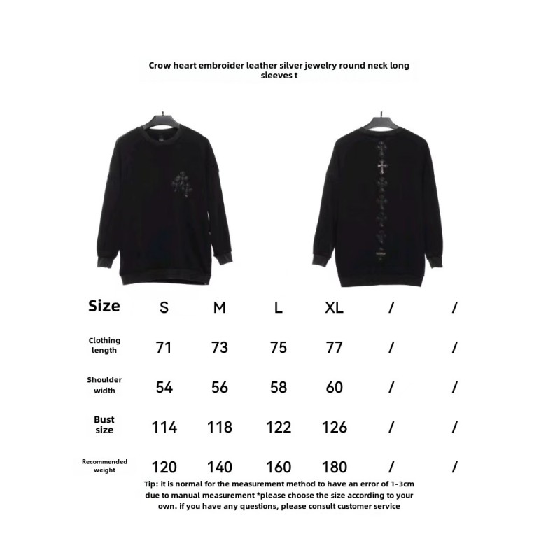 Chrome Hearts embroidered leather silver round neck Hoodie